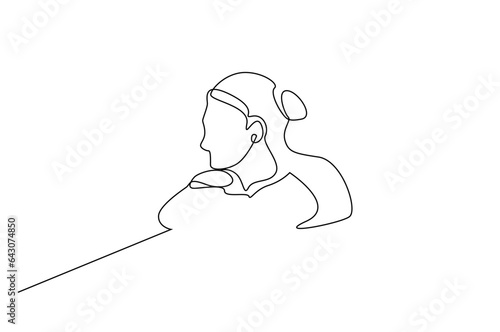thoughtful unhappy tired woman waiting sitting line art
