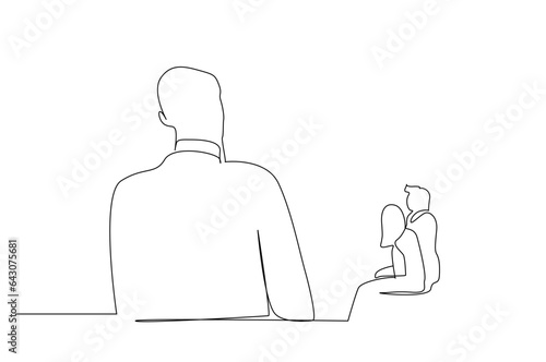 person jealous of couple in love watching from afar looking line art
