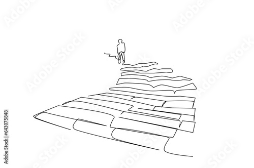 human person walking up city stairs going leaving city life walking away line art design