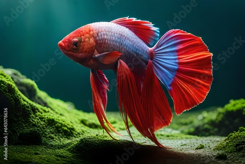 siamese fighting fish isolated on black generated by AI