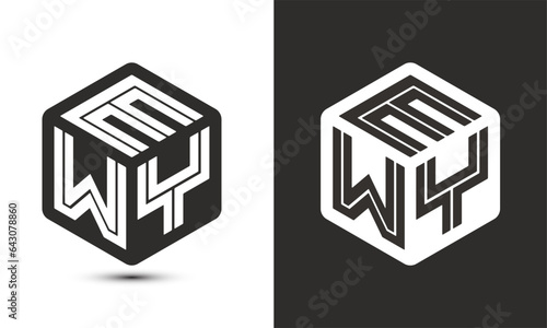 EWY letter logo design with illustrator cube logo, vector logo modern alphabet font overlap style. photo