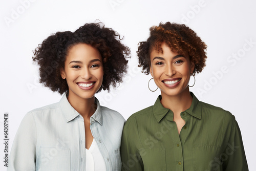 African American lesbian couple in casual clothes, beautiful afro girl, Curly black hair