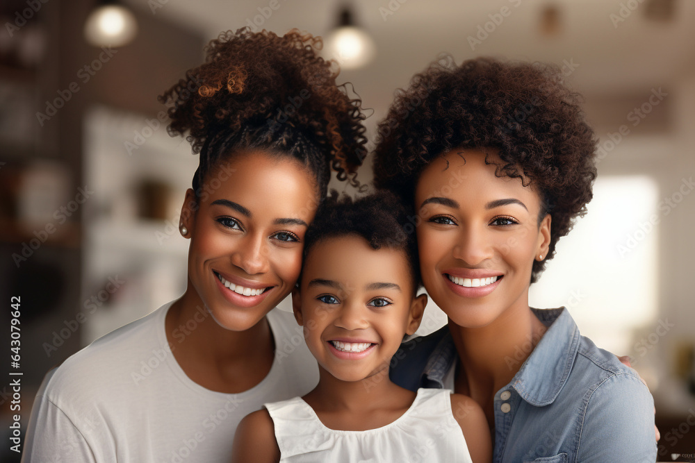 Gay couple with child, LGBTQ family, Same-sex parents, two women with a daughter Gay couple with child, LGBTQ family, Same-sex parents, two women with a daughter