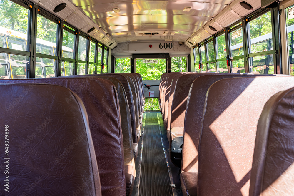 Fototapeta premium Interior, inside, of a american school bus.
