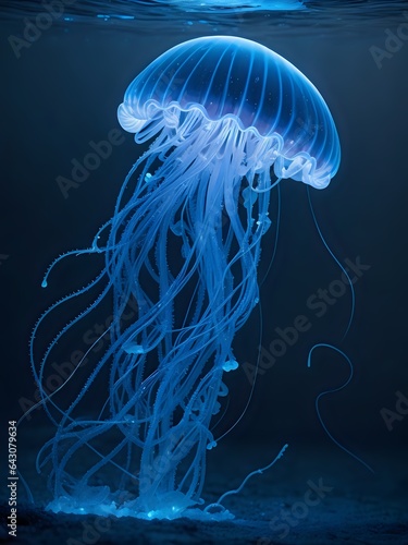 blue luminescent jellyfish