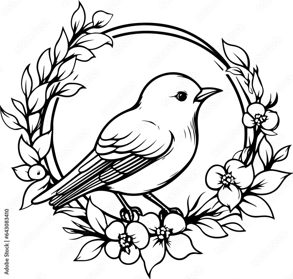  Bird with Wreath SVG, Bird Wreath SVG, Bird SVG, Wreath SVG, Flower Wreath SVG, Floral Wreath SVG