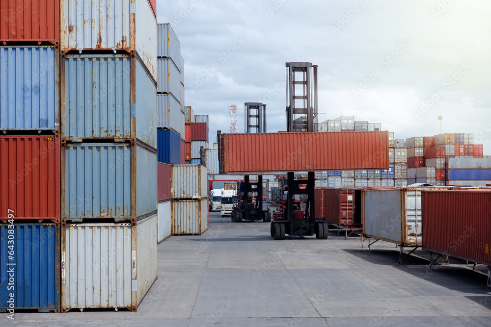 Fototapeta premium Container forklift In container and truck yards