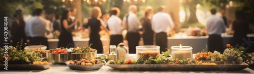 Catering buffet food in wedding with meat colorful fruits and vegetables in a luxury hotel.