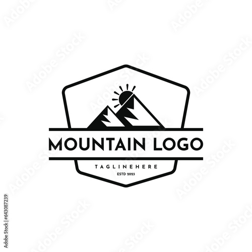 Vintage retro badge Mountain logo design creative idea
