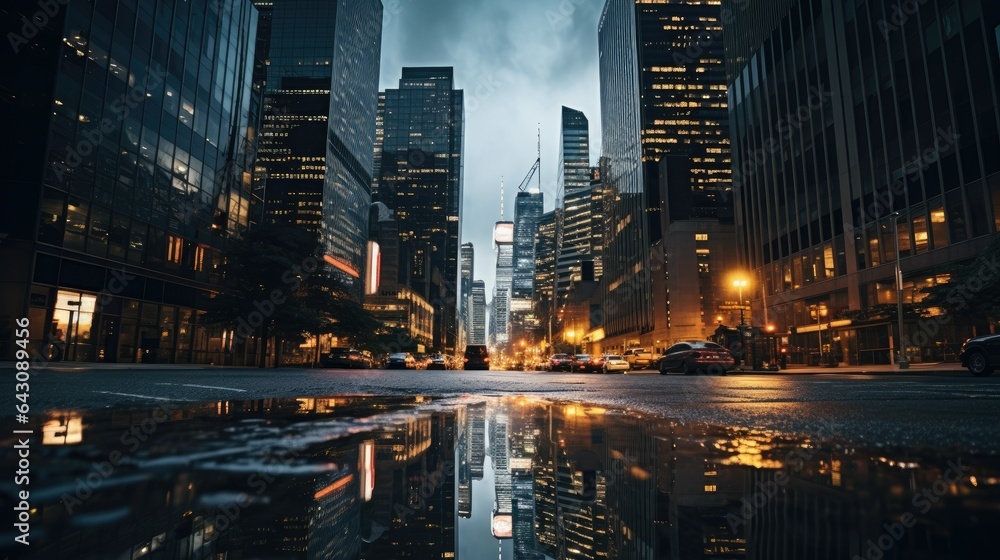 Urban Symphony: A Captivating Cityscape, Illuminated by Reflections. Urban Symphony: A Captivating Cityscape, Illuminated by Reflections.