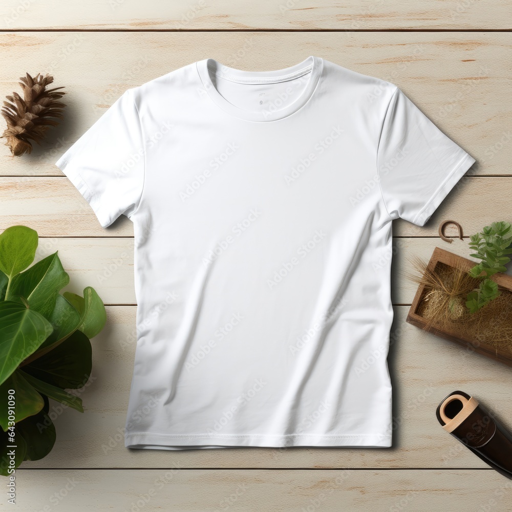 Blank t shirt mockup. Template blank shirt top view. background with composition frame. AI Generative. Blank t shirt mockup. Template blank shirt top view. background with composition frame. AI Generative.