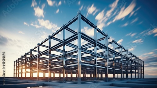 Structure of steel for building under construction, industry factory concept.
