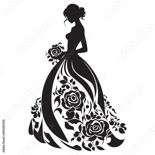 Bride in a wedding dress holding flowers