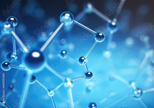 3D Molecule background with connected spherical particles, atoms. Vector molecular structure. Chemical medical motion concept. AI Generative.