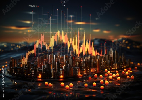 business perspective strategy chart  Candle stick of stock market or forex trading in perspective graphic design for financial investment concept. AI Generative.