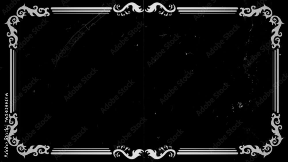 Shaking frame from a vintage film. Patterned frame in the style of old silent cinema. Scratches and stripes of retro film. Recreated frame from the silent film era.