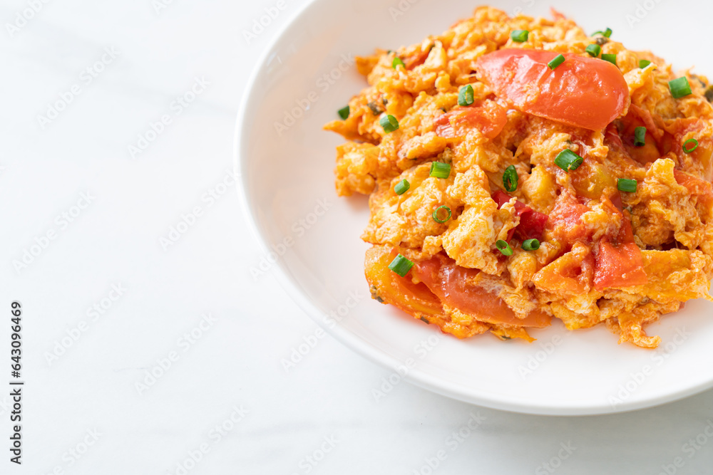 Stir-fried tomatoes with egg or Scrambled eggs with tomatoes Stir-fried tomatoes with egg or Scrambled eggs with tomatoes