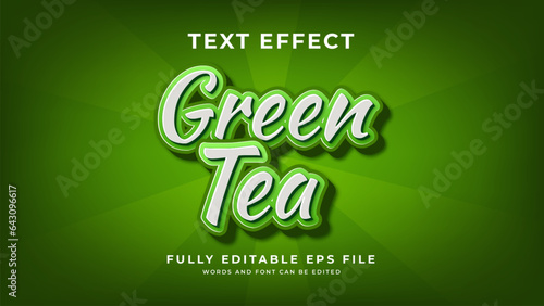 Vector green tea text effect, fully editable text