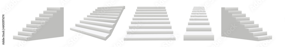 Realistic 3D Interior Staircases, Architectural Stair Objects Leading Upward, Vector Collection of Modern Templates. Explore the World of Architecture with Detailed Stair Illustrations and Directional Realistic 3D Interior Staircases, Architectural Stair Objects Leading Upward, Vector Collection of Modern Templates. Explore the World of Architecture with Detailed Stair Illustrations and Directional
