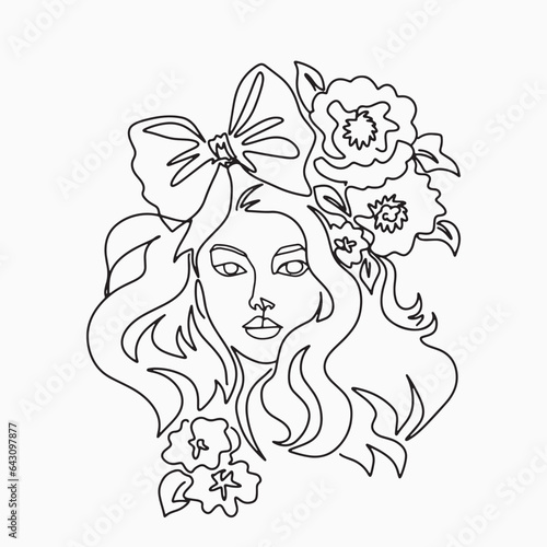 Surreal Faces Continuous line  drawing of set faces and hairstyles  fashion concept  woman s beauty  minimalist  vector illustration  pretty sexy. Love yourself and take care of yourself.