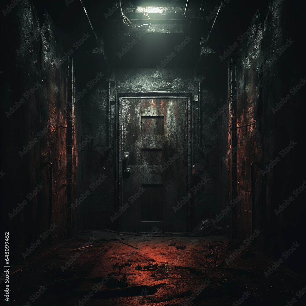 Obraz premium a creepy horror ominous lonely door