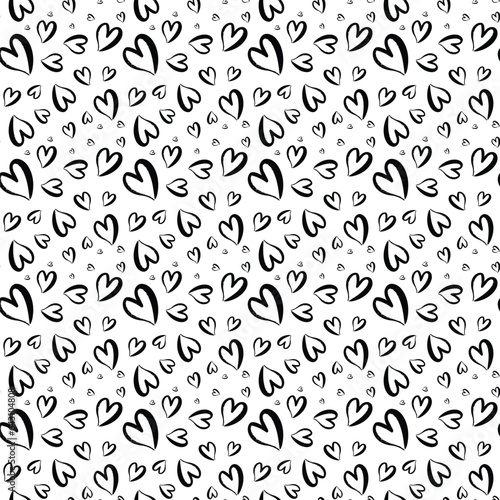 Heart shape vector seamless pattern doodle abstract background illustration