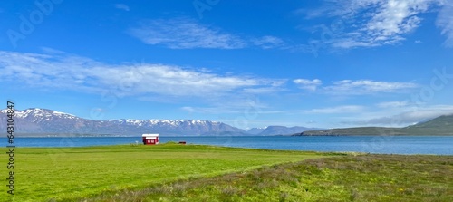 Beautiful scenery in the countryside of Dalvik in Iceland photo