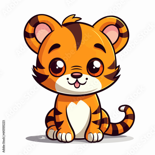 Fototapeta Naklejka Na Ścianę i Meble -  Tiger logo vector sticker - Cute Tiger illustration Clipart