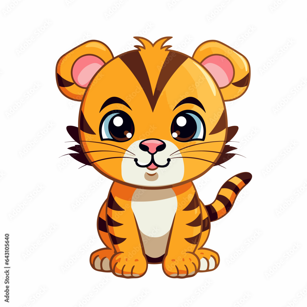 Tiger logo vector sticker - Cute Tiger illustration Clipart