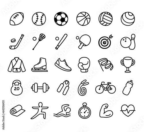 Hand drawn doodle sport and fitness line icons