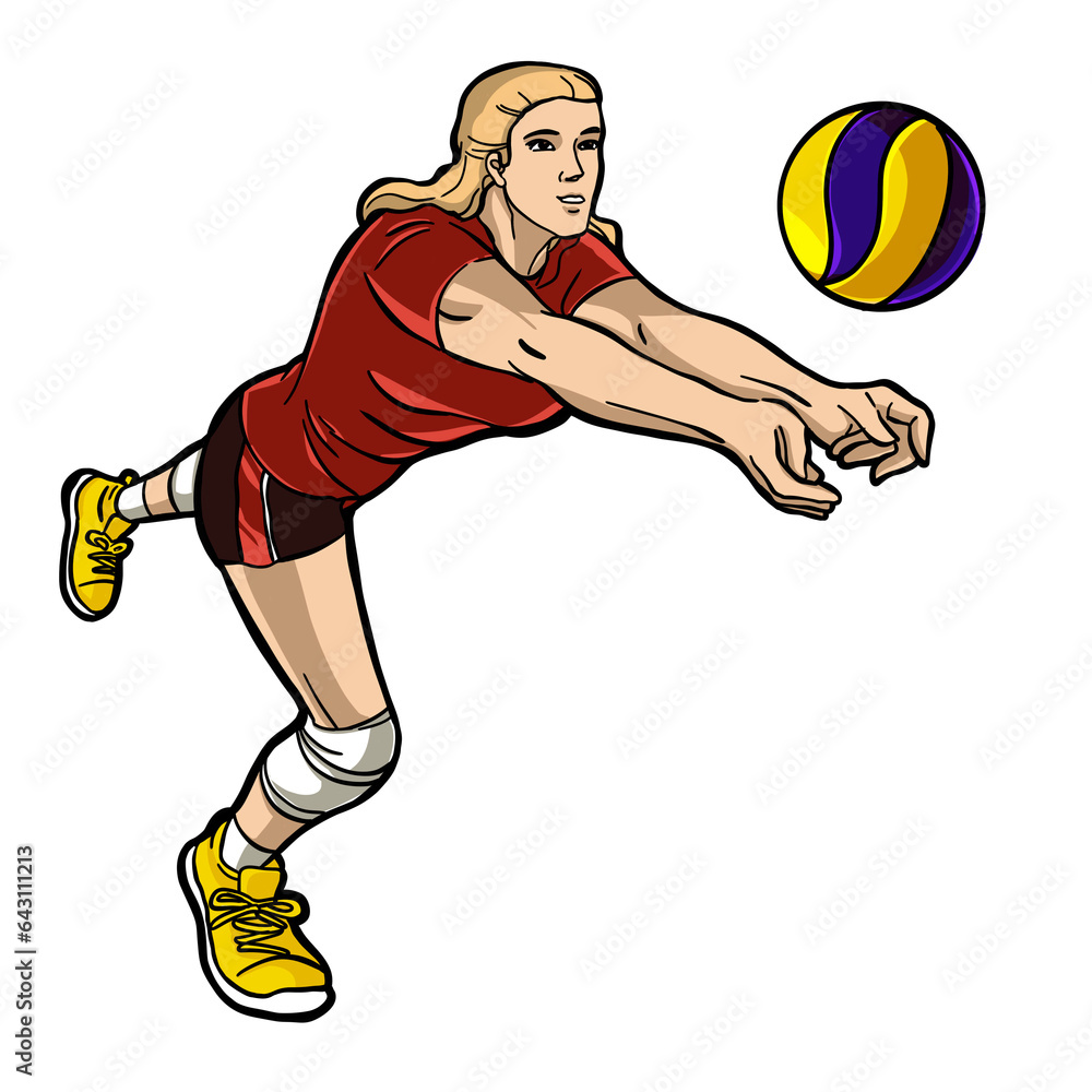 volleyball girl player action clipart