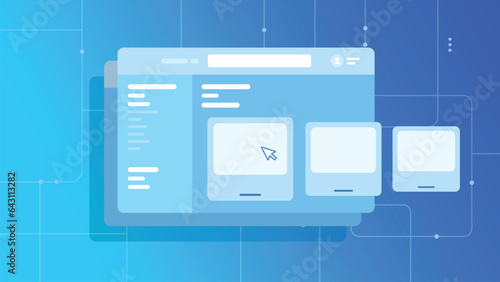 Vector computer window and tab, technology concept background, flat design