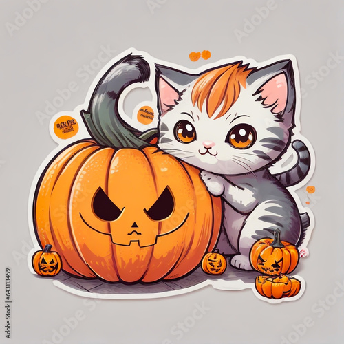 Cat and pumpkin in Halloween festival 