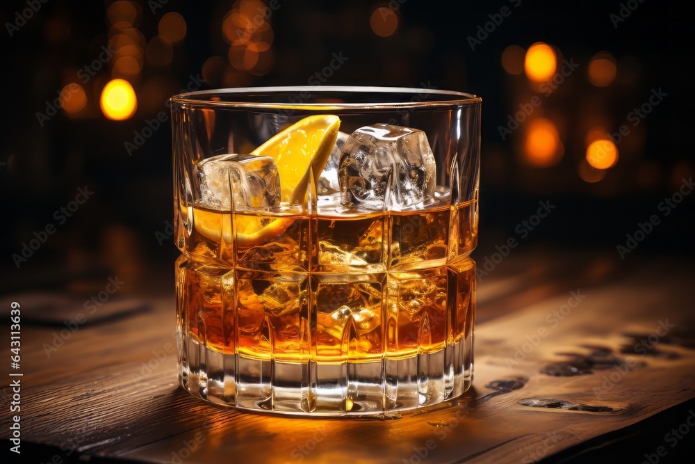 A still life photograph of an old - fashioned cocktail A still life photograph of an old - fashioned cocktail