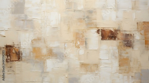 Oil Paint Texture in beige Colors with overlapping Squares and visible Brush Strokes. Artistic Background
