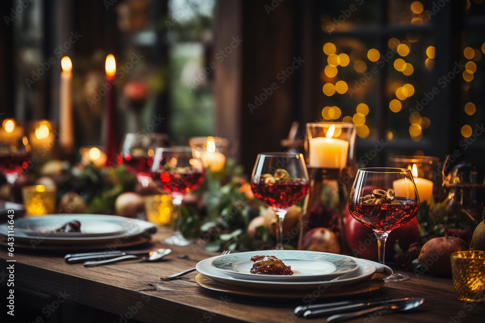 A Festive Christmas Dinner Table Setting in Hygge Style