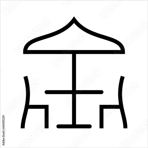 Table Chair Under Umbrella Icon Design