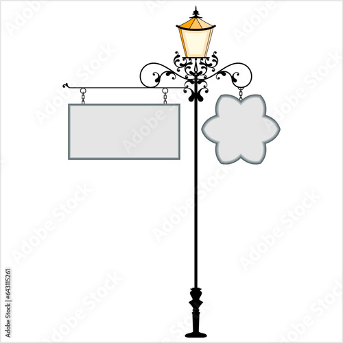Wrought Iron Signage With Lamp Design