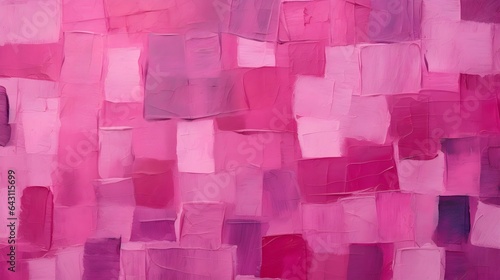 Oil Paint Texture in fuchsia Colors with overlapping Squares and visible Brush Strokes. Artistic Background 