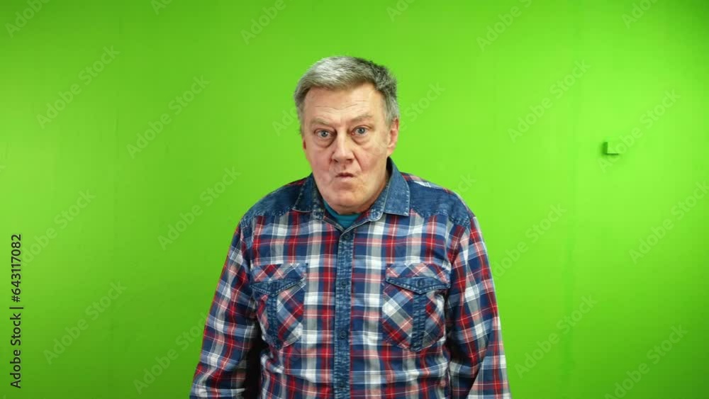 Senior man puts fingers to lips and says shhh demanding silence about secret. Senior man puts fingers to lips and says shhh demanding silence about secret.