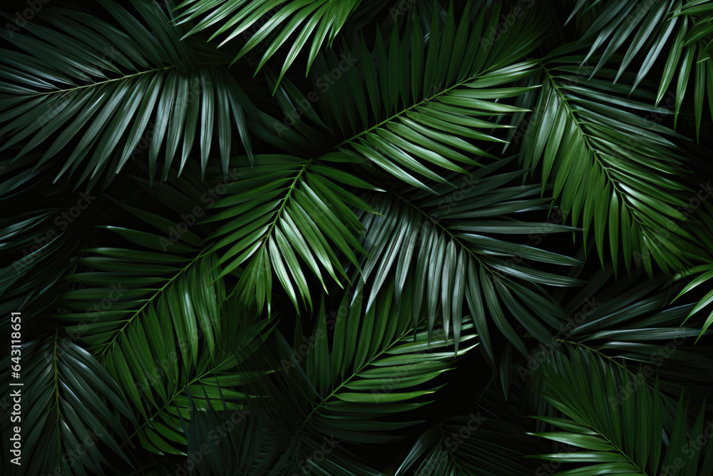 background of green palm leaves. Copy space for text background of green palm leaves. Copy space for text