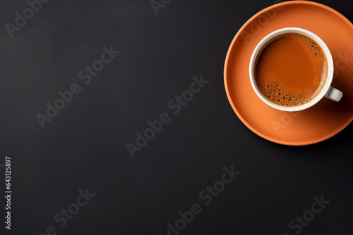 a cup of coffee taken from a high angle, a cup of coffee in the morning, a cup of coffee at break time