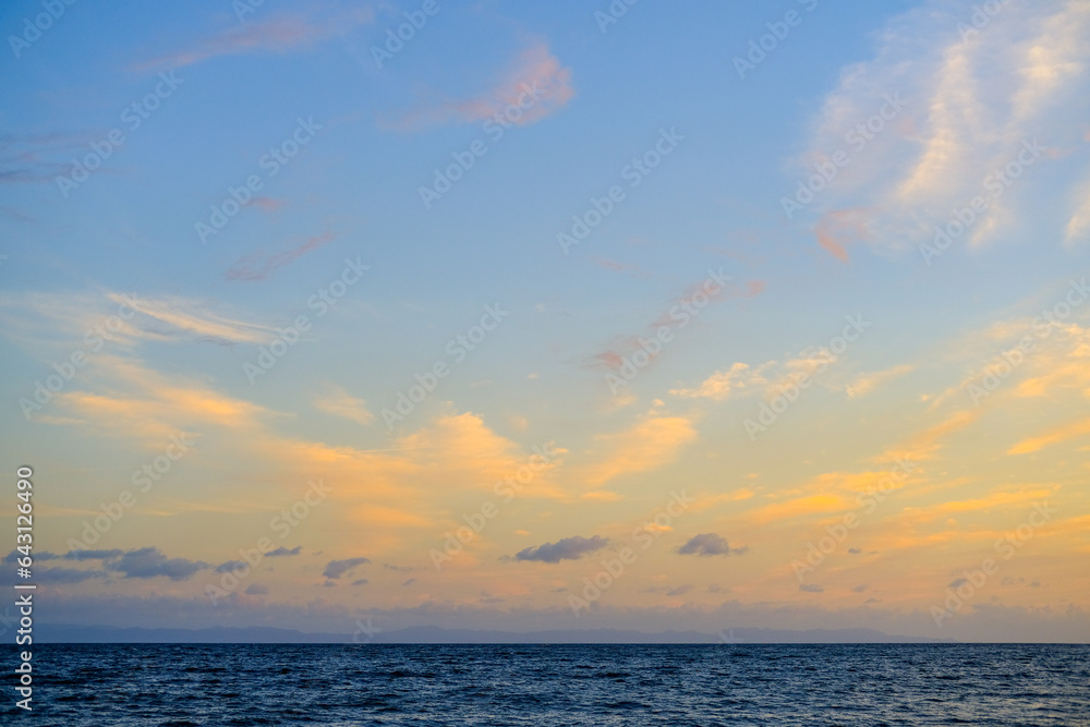 sunset over the sea, sunset in the sea, sea and sky, sunset over sea, beautiful sunset sky, blue and orange sky, sunset wallpaper