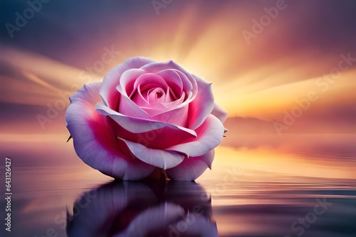 rose on sunset with beautiful colour photo