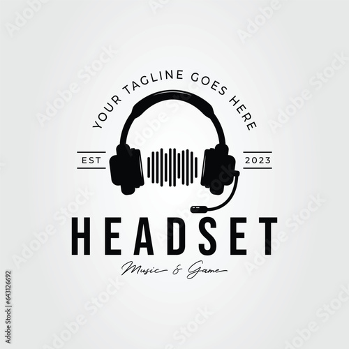 silhouette headset or earphone or headphone logo vector illustration design