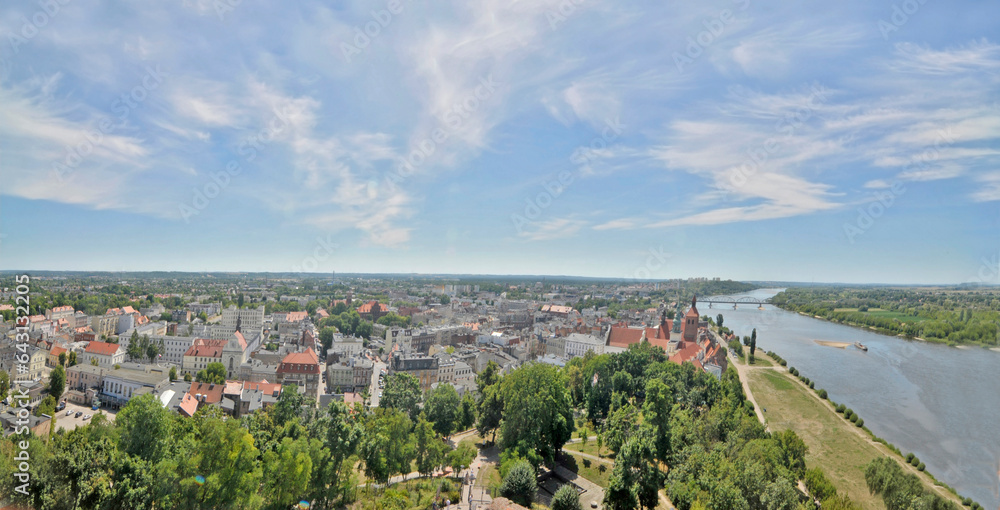 Panorama of Grudziądz from the side of the Vistula River from the castle tower Klimek