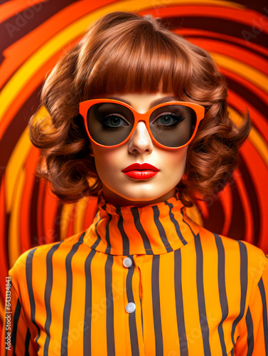 Ein von Pop Art inspiriertes Frauenportrait mit kräftigen Farben, Generative KI