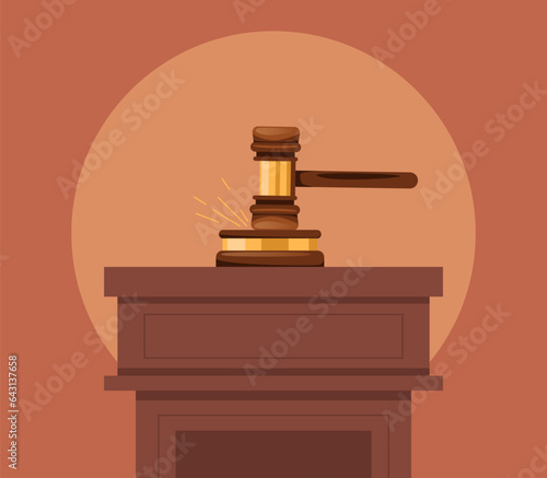 Courtroom court courthouse judge interior podium justice concept. Vector flat graphic design illustration
