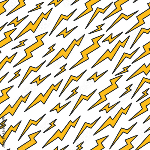 Lightning thunder bolt electric energy seamless pattern background concept. Vector flat graphic design illustration
