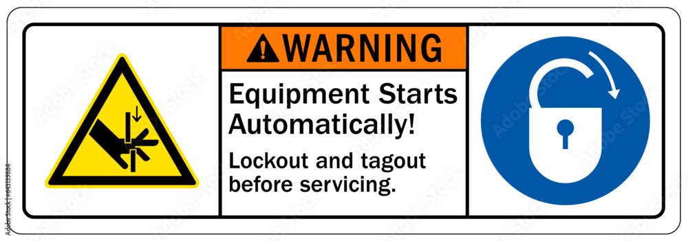 Machinery service instruction sign and labels equipment start ...